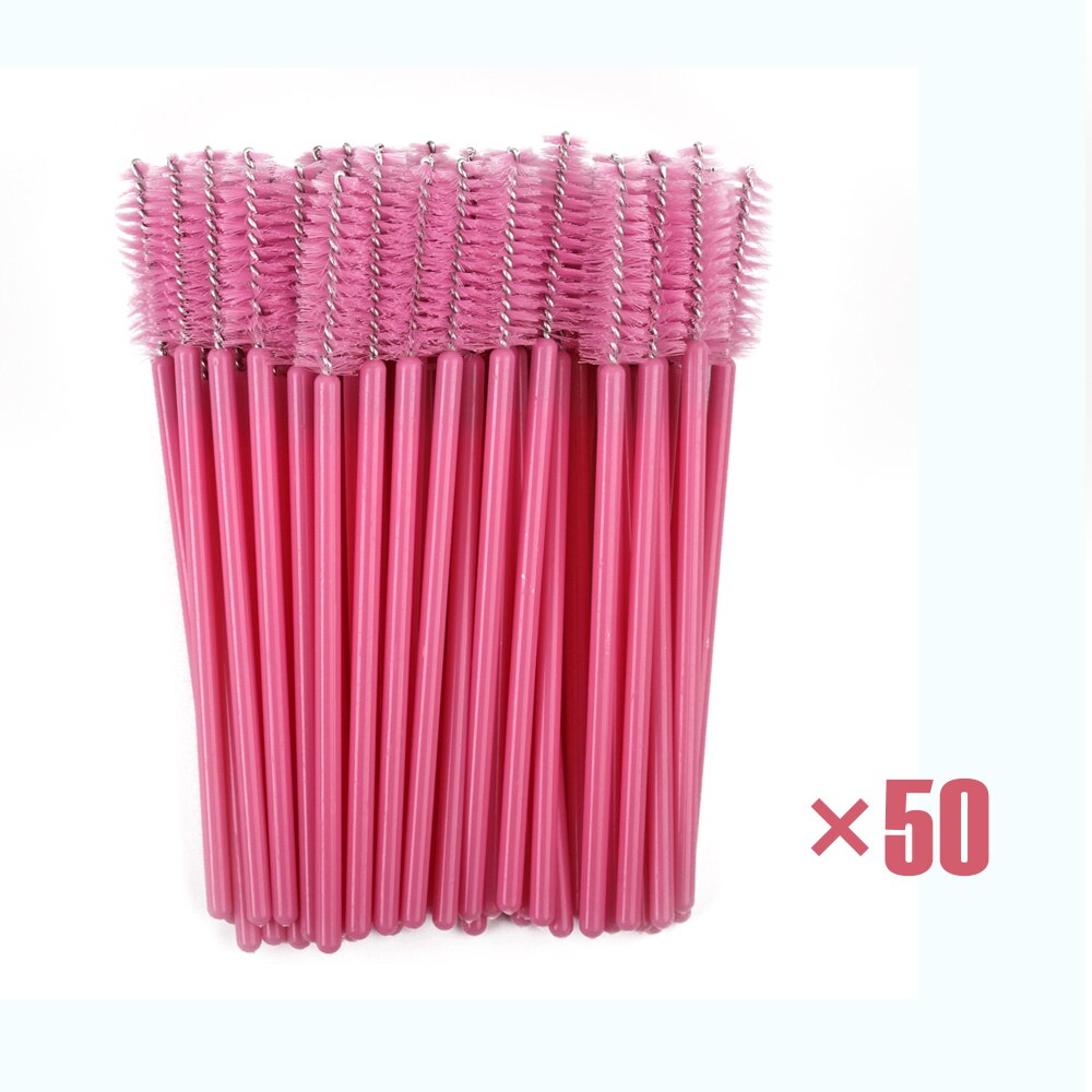 50Stck Wimpern Pinsel Einweg Wimpern Verlängerung Pinsel machen-hoch Kosmetische Werkzeug für Wimpern Reinigung Maskara Zauberstäbe Applikator: Rosa