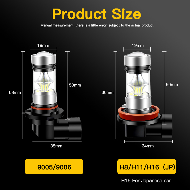 2 uds para Honda Civic 2006 2007 H8 H11 bombillas Led luces antiniebla 2400LM 6000K 12V bombillas blancas para automóvil