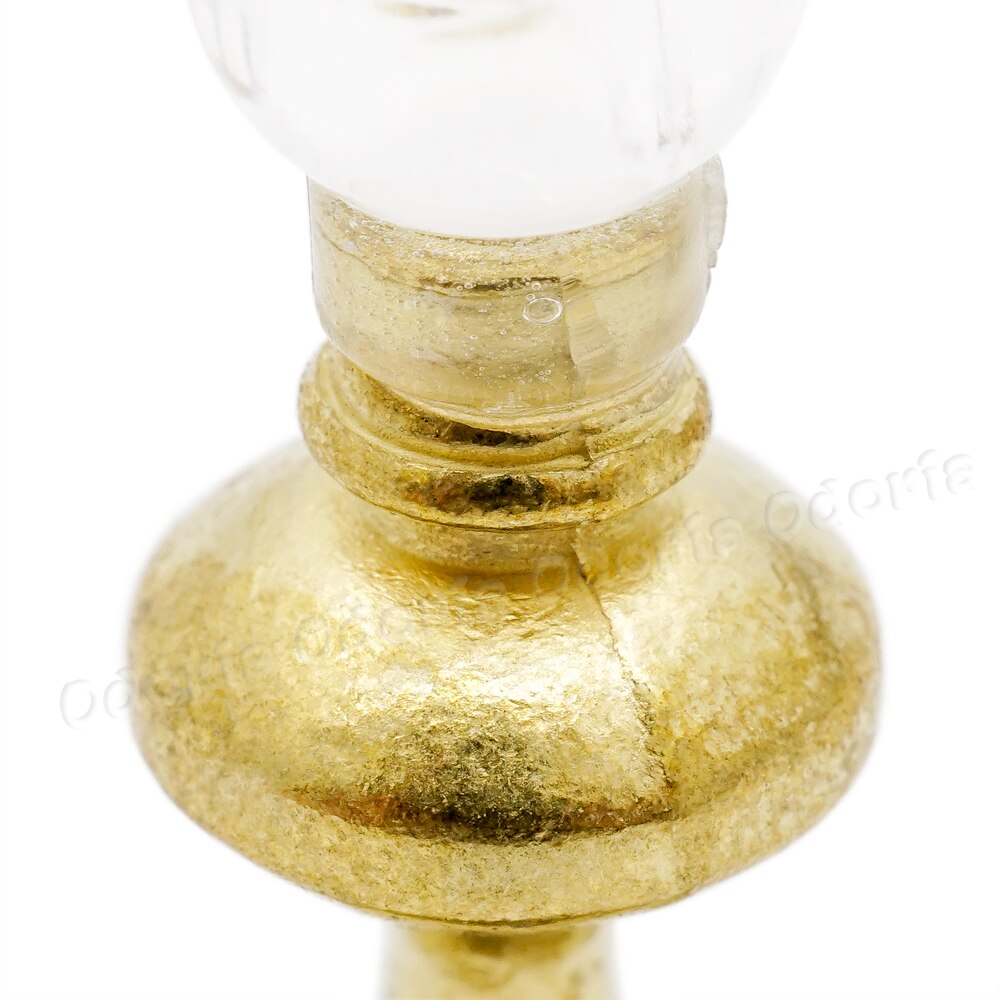 Odoria 1:12 in Miniatura in Metallo Dorato Cherosene Lampada di Illuminazione Da Tavolo Mobili Accessori Casa Delle Bambole Giocattolo Decorazione