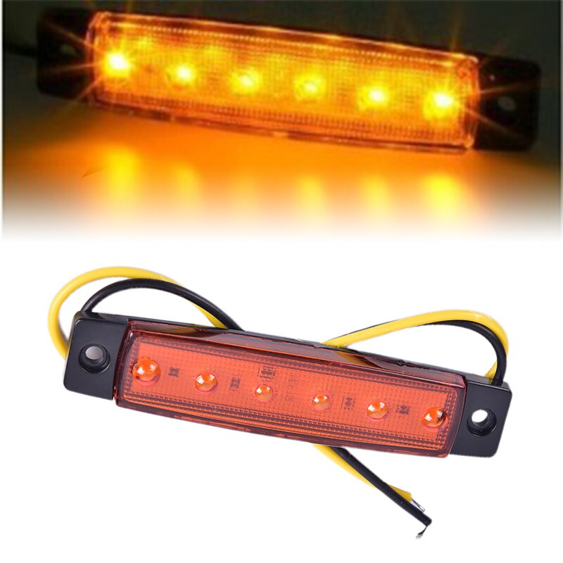 Indicador lateral de camión, Bombilla de señal intermitente LED de 12V y 24V para coche, camión, remolque, luz de advertencia trasera, luces de freno, 1 ud.: YELLOW