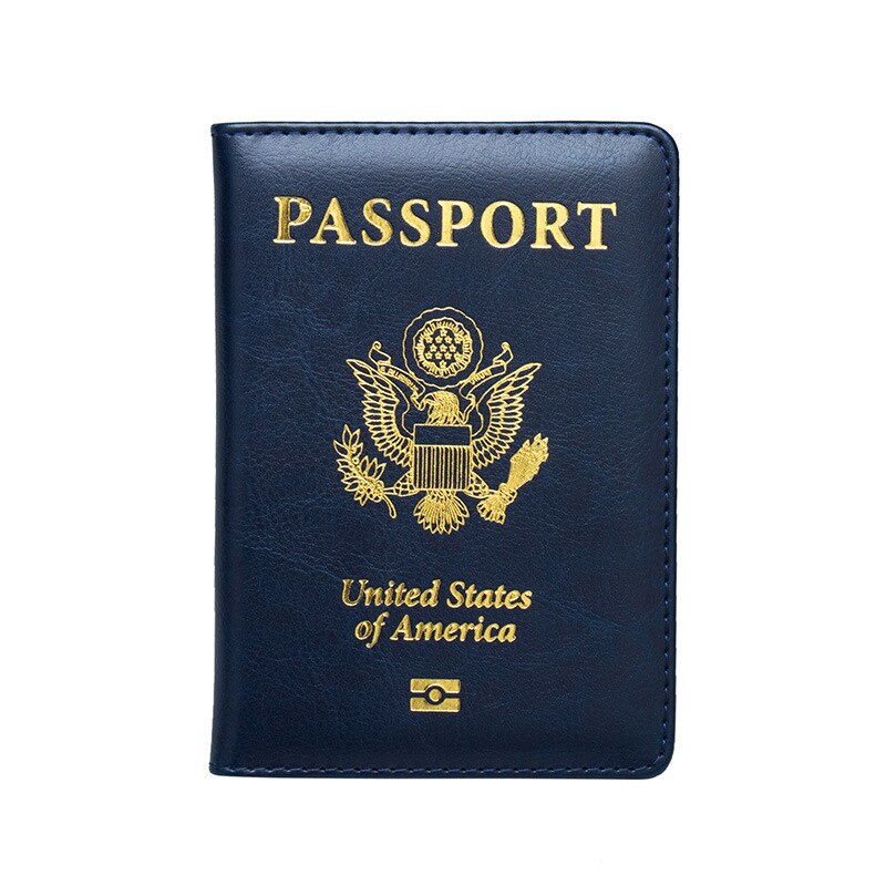 USA Paspoort Cover Roze Vrouwen Schattige Amerika Embleem Reizen Paspoorthouder SIM Meisjes Zachte PU Leer Paspoort Case: blue