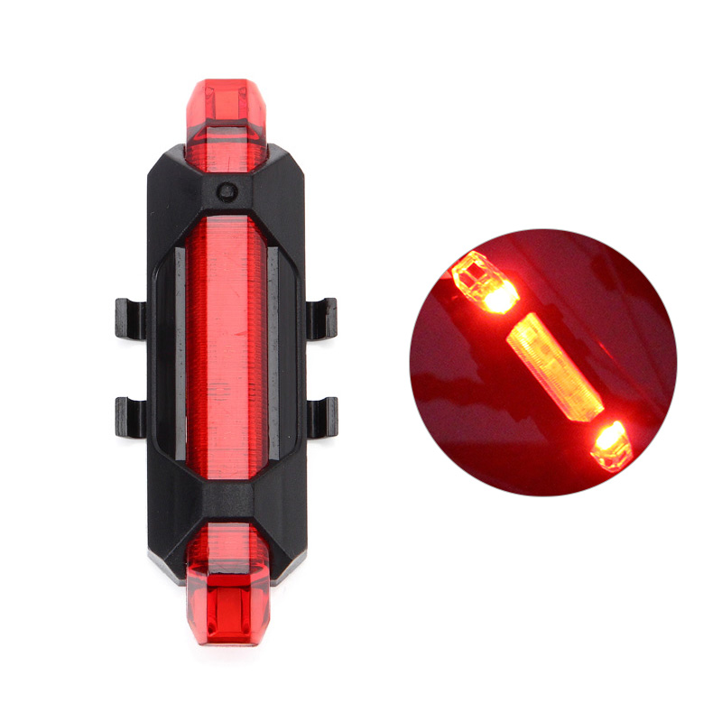 Cykellygte usb genopladelig 300 lumen 3 mode cykel forlygte 6000k vandtæt cykellygte lommelygte: Lille baglygte