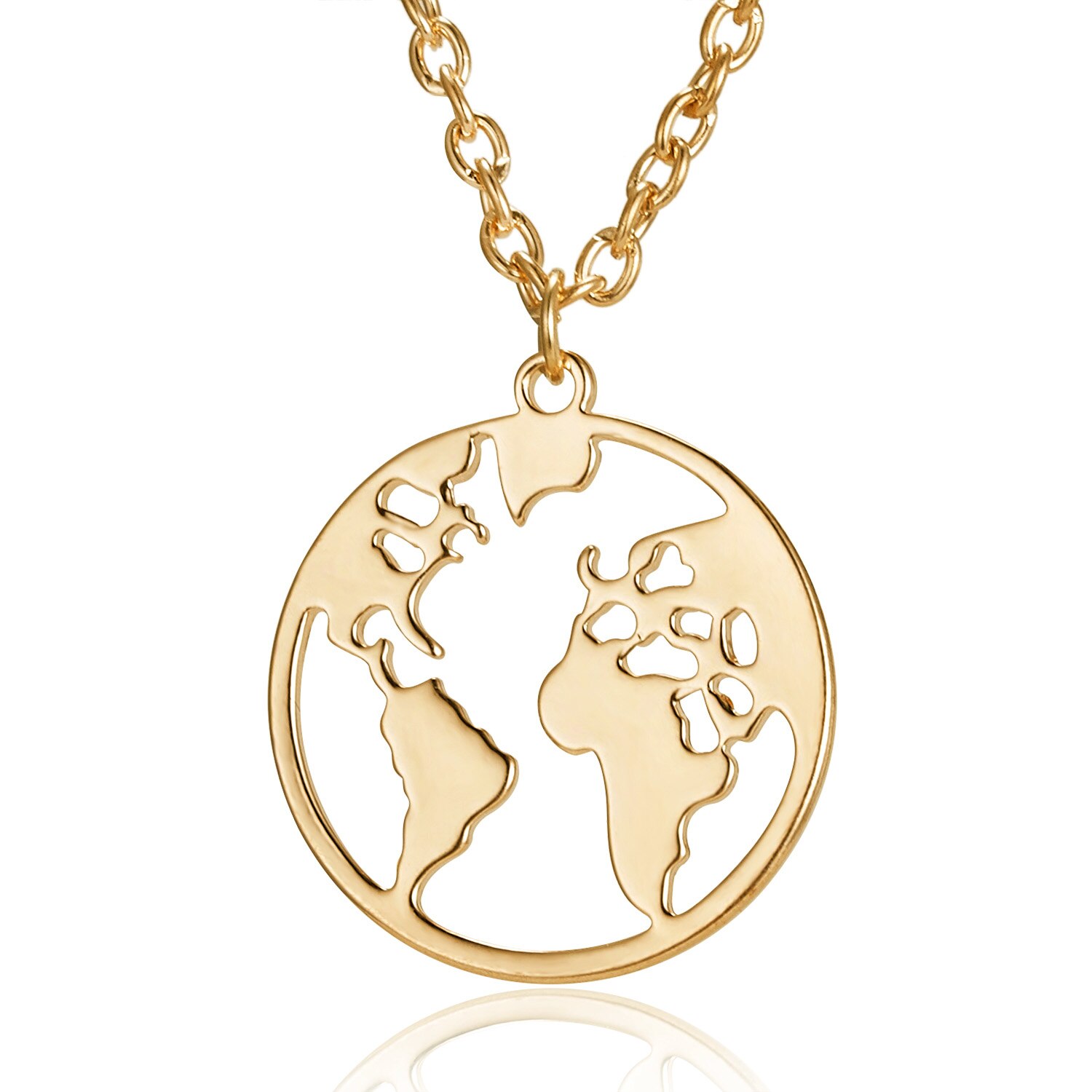 Kreative frauen Halskette Hohl Stern Planet Anhänger Halskette Kristall Zirkon Halsband Halskette Schmuck Collier Femme: Welt Karte 1