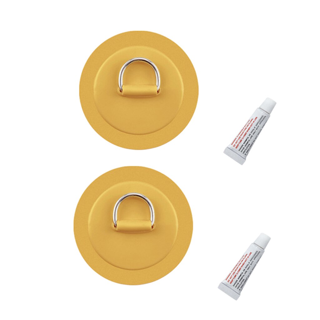 2 Stuks 4.3 Inch Rvs D- Pad/Patch Past Pvc Boot Kayak Kano: Yellow