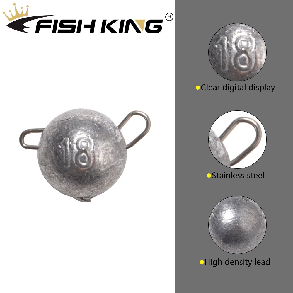 Fish king 5 stuks/pak 6g 8g 10g 12g 14g 18g vislood zinklood visaccessoires jigkop lood kogelgewicht zacht kunstaas texas rig