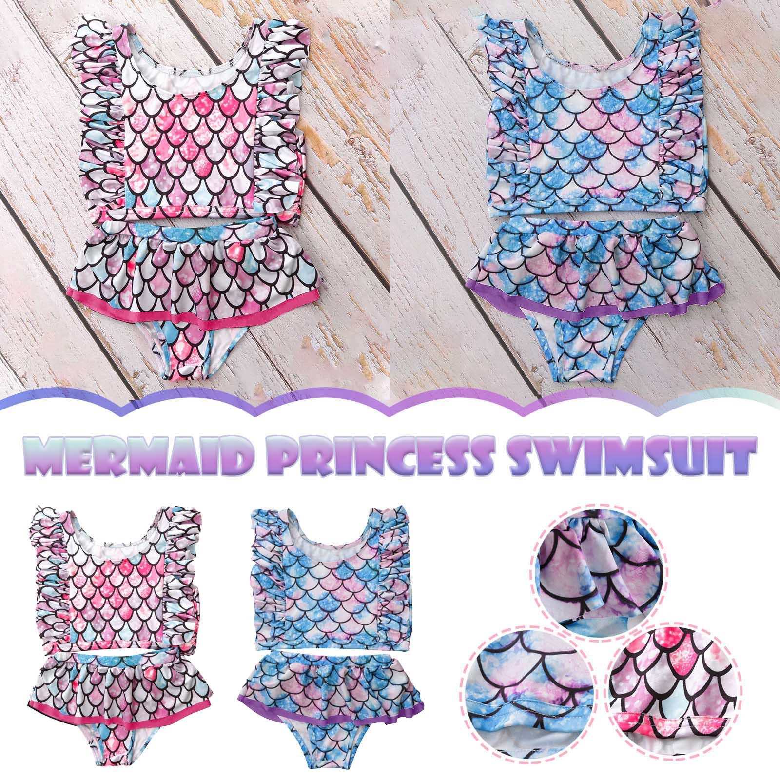 #57 2-6year Girls Swimwear Toddler Kids Girls Ruffle Cute Short Skirt Swimwear Beach Two-piece Swimsuit Fato Banho Criança