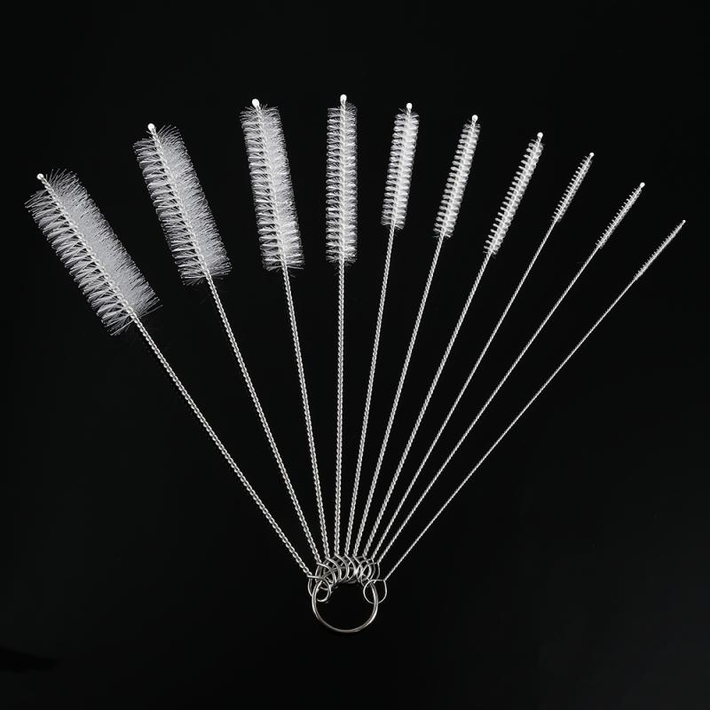 Cleaning Brushes 10*Nylon Cleaning Brush Set Tube Bottle Straw Washing Cleaner Bristle Kit Bottle Straw Cleaning Brushes: 10pcs white