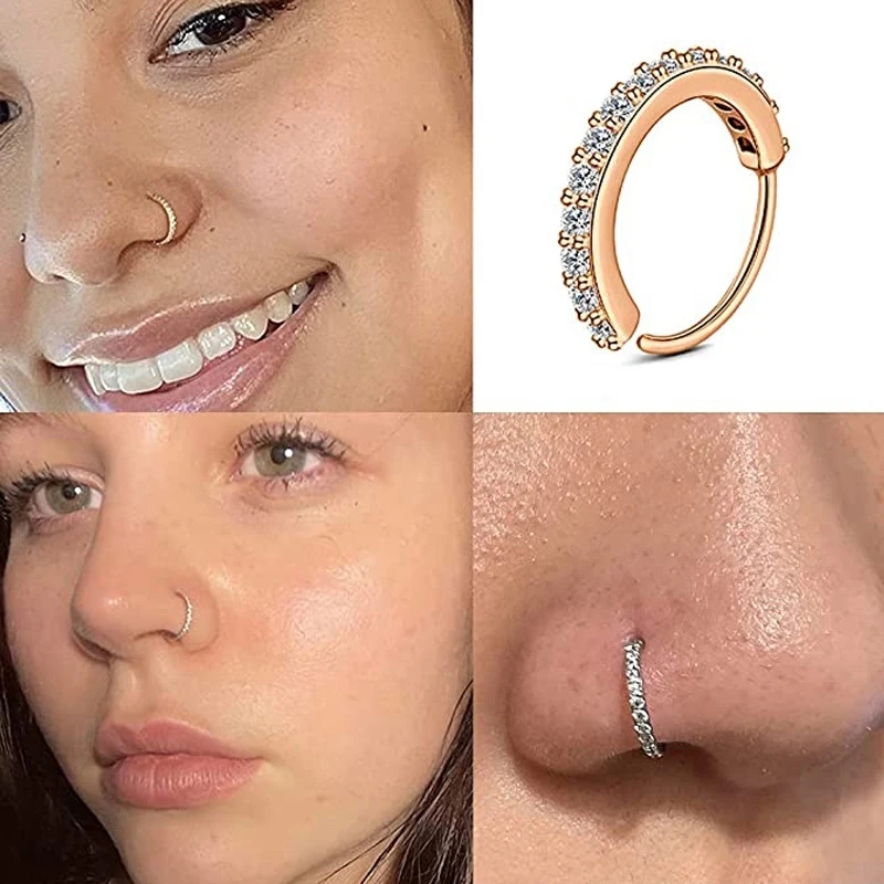 1 pieza 20G Zercon tabique nariz anillos aros para mujeres, pequeño Piercing nariz anillo cartílago Tragus hélice pendiente joyería Piercing
