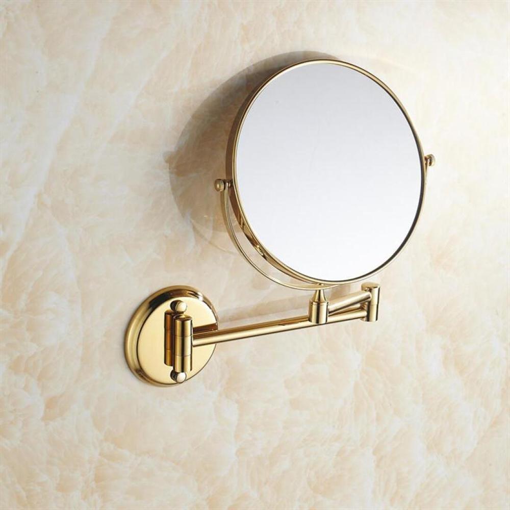 Luxury Gold Extendable 8 inch 3X Magnifying Bathroom Mirror 360 Degree Double Sided Wall Mounted Makeup Mirror
