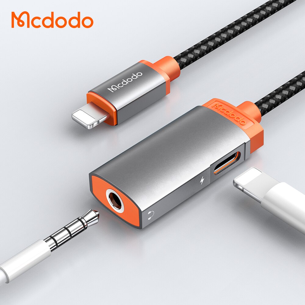 Mcdodo Lightning to Lightning&amp;3.5mm/Dual Lightning Audio Adapter Support iPhone 13ProMax 12ProMax 11ProMax Xr XsMax 8 7Plus