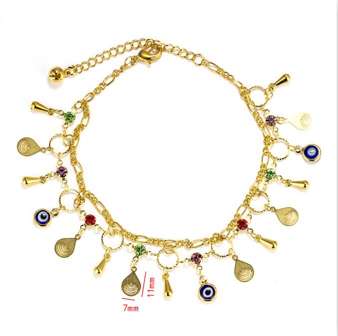 Mal oeil pour femmes, bracelets de cheville, œil turc pour femmes, sandales, chaîne pour la plage, bijoux EY6132: Default Title