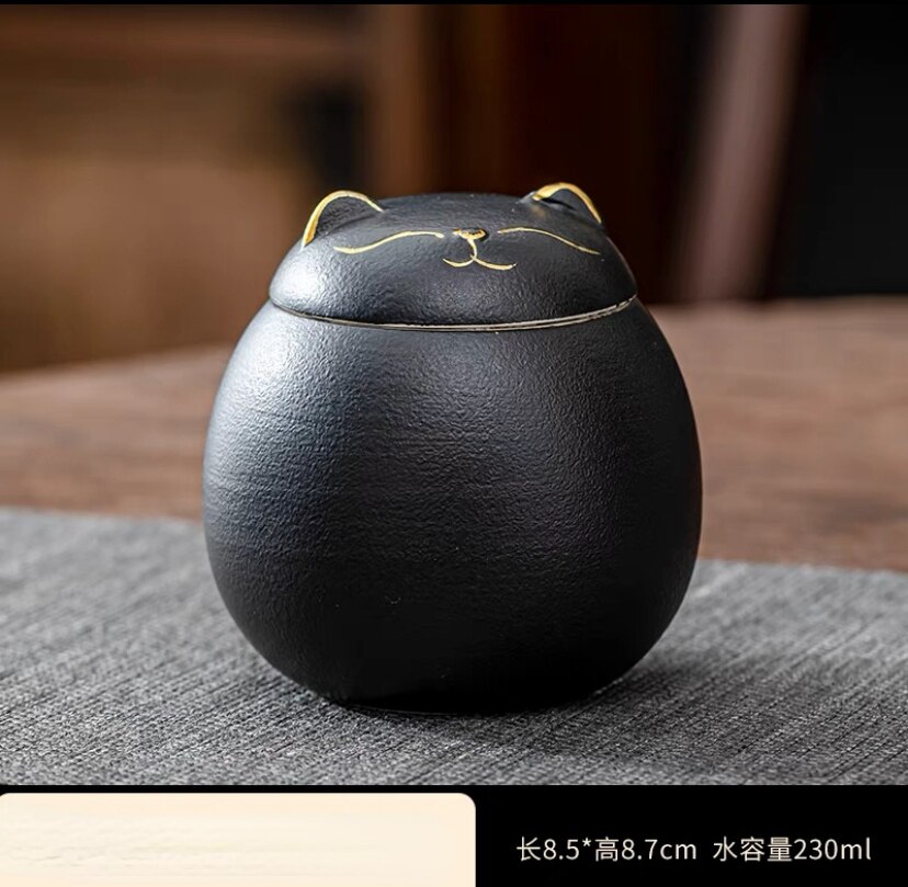 Kat Urn, Hond Urn, kat Vorm Urn Voor Huisdier As-Kat Vorm Gedenkteken Urnen-Handgemaakte Black Decoratieve Urnen Voor Funeral: Black