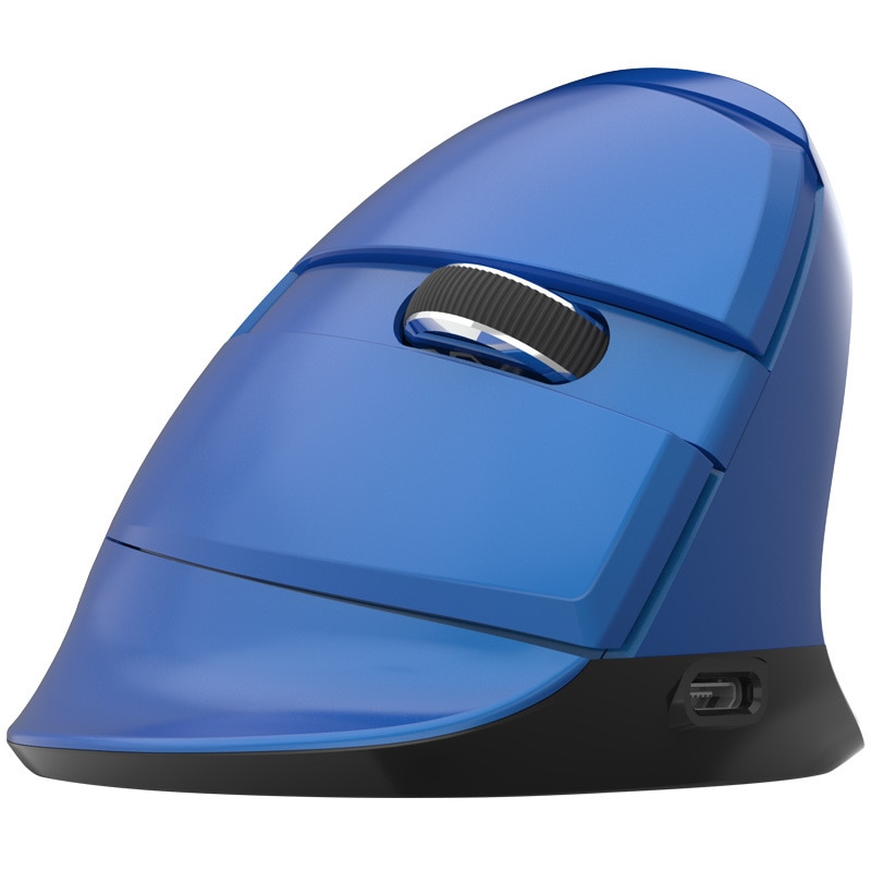 Delux M618 – Mini souris de jeu verticale ergonomique sans fil, Bluetooth, Rechargeable, rétroéclairée rvb, pour ordinateur portable: Bleu