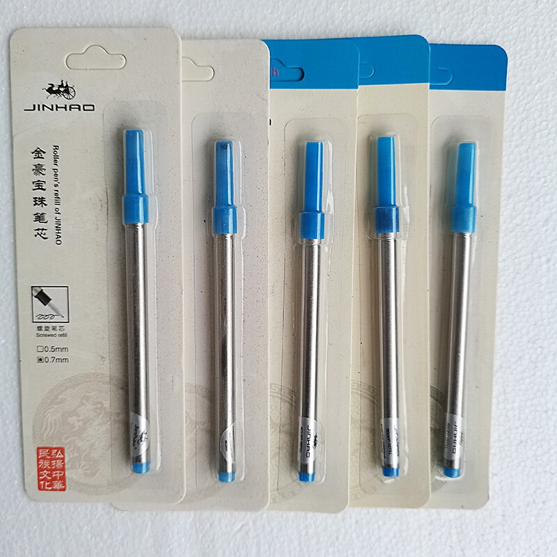 jinhao 159 Rollerball pen 0.5 MM screw cap metallic silver clip luxury pen students stationery office supplies: 5pcs blue 0.5 MM
