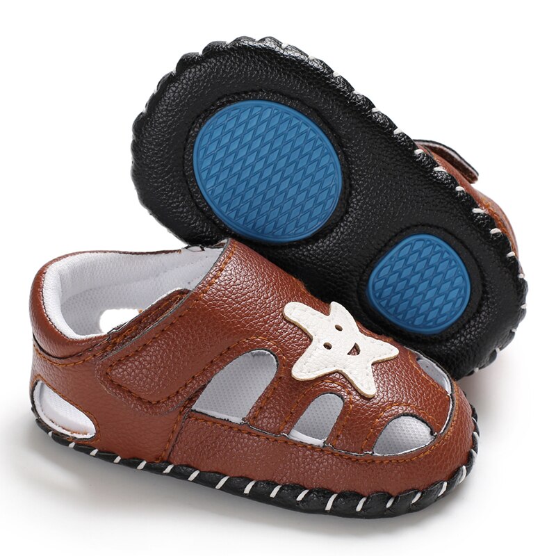 Baby Soft Sole Crib Shoes Faux Leather Infant Boy Girl Toddler Sneaker Shoes Anti-Slip 0-18 Months: Brown / 13-18 Months