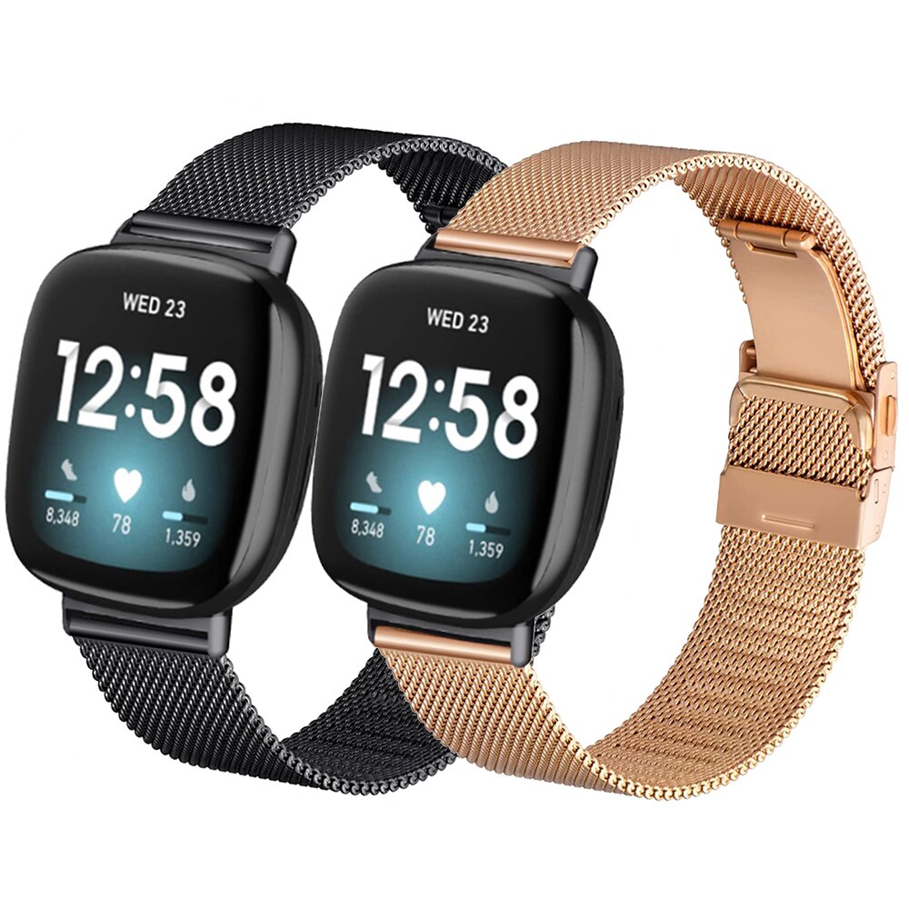 Essidi Milanese pasek z zapięciem motylkowym dla Fitbit Versa 3 2 1 Versa Lite siatka ze stali nierdzewnej Watch Band Loop dla Fitbit Sense