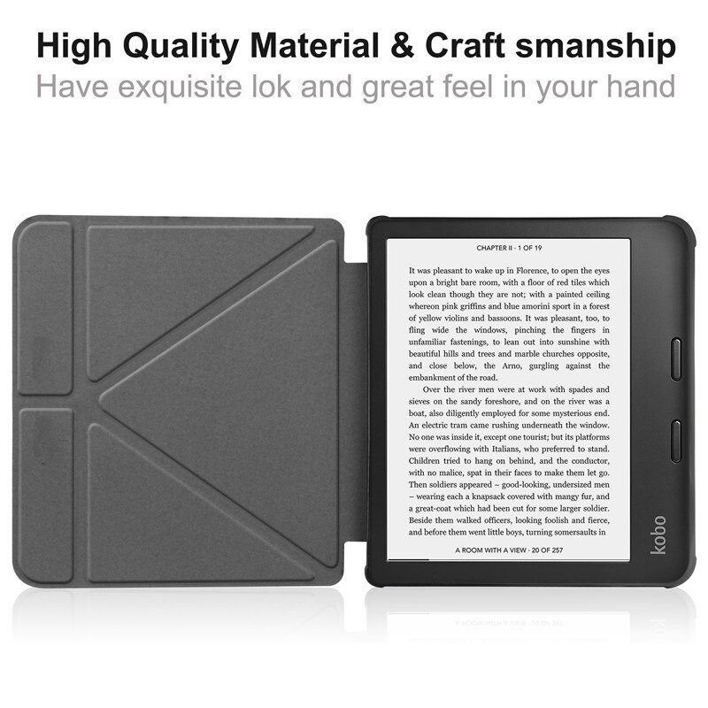 For KOBO Libra 2 Case Cover Fold PU Leather Soft TPU Back Stand Shookproof Cover For Funda Kobo Libra 2 E-reader Smart Case