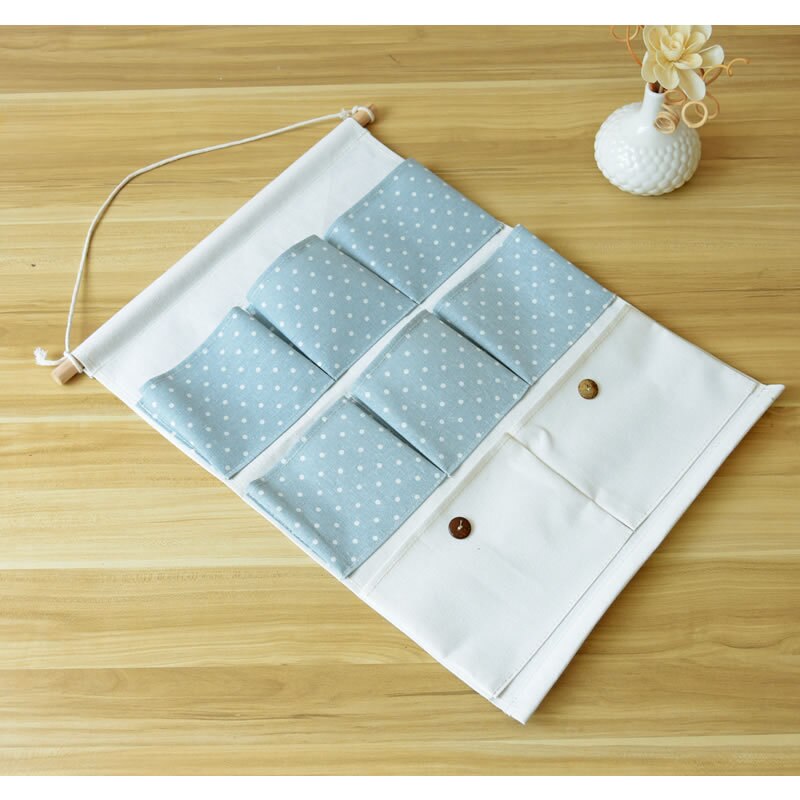 leuke dot doek linnen thuis opslag muur kast opknoping tas met 8 zakken voor kleine ding diversen organizer