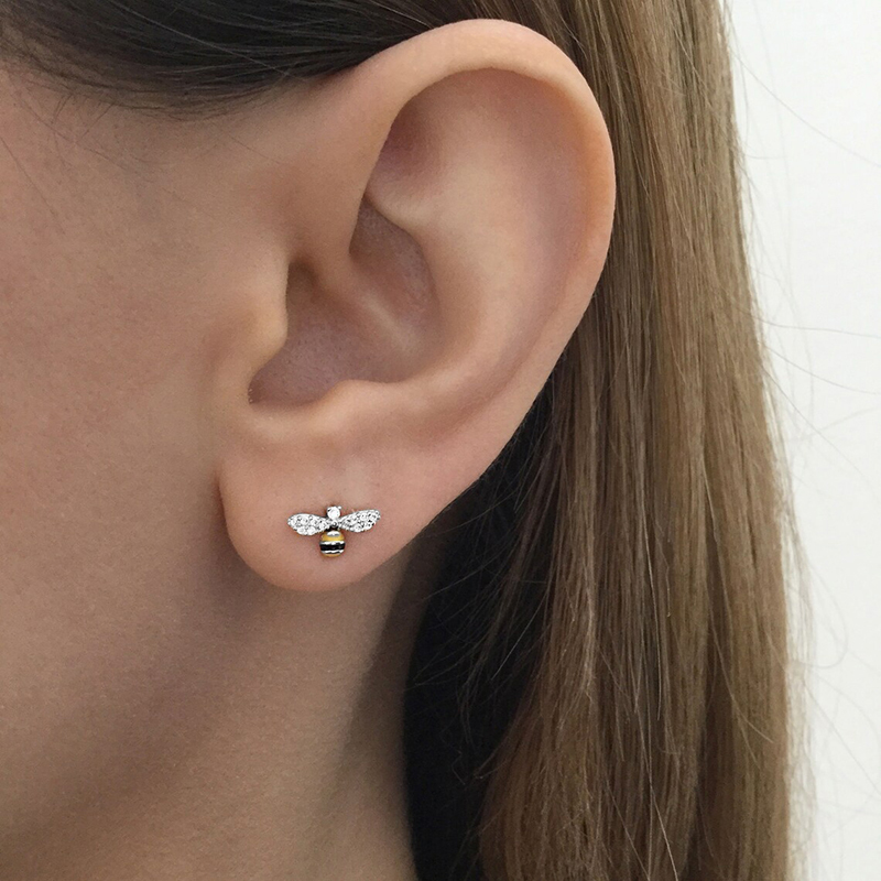 Huitan – boucles d'oreilles abeille délicates pour femmes, couleur argent/or, drôle, usage quotidien, Piercing, bijoux pour adolescents, directe