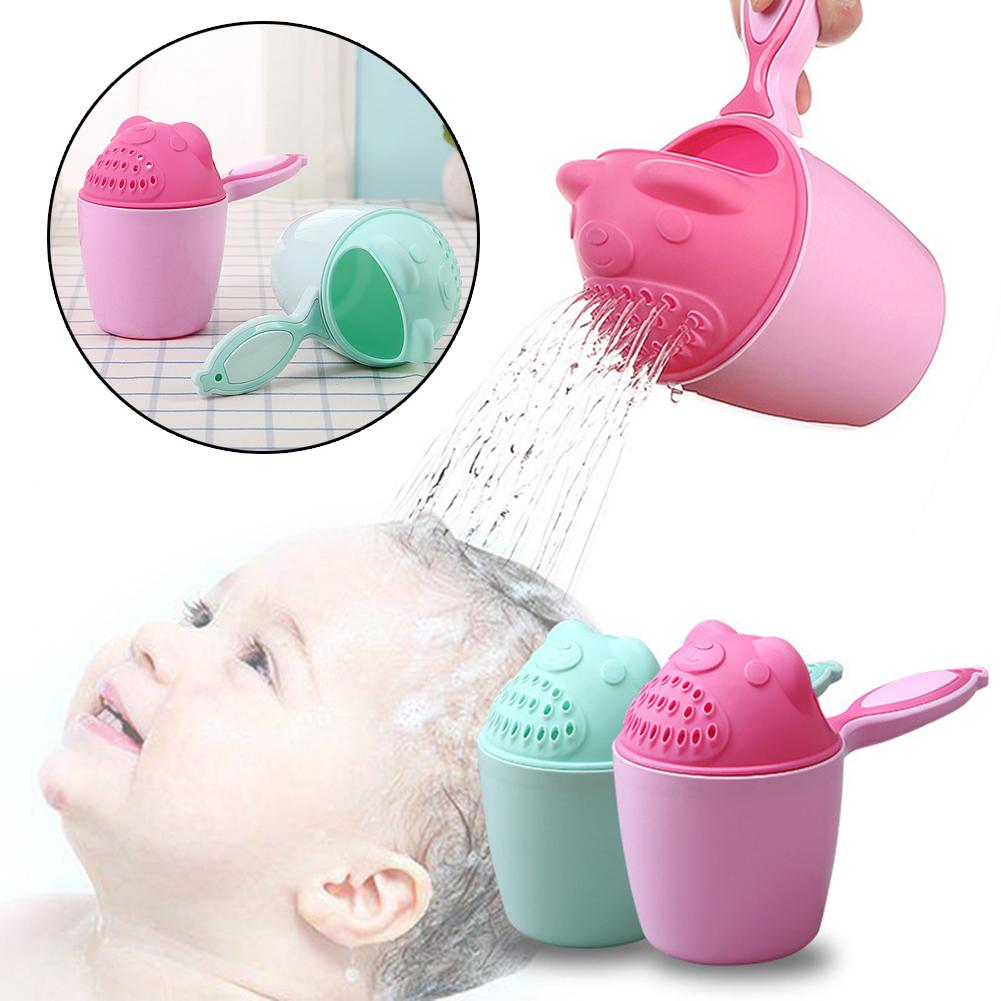 Xampu infantil para banheiro chuveiro de bebê, xícara de enxágue com desenho de urso para lavar o cabelo, novo colher