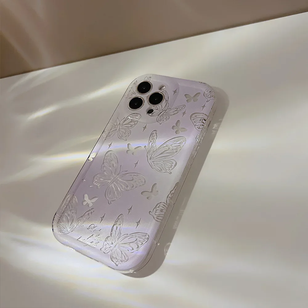 Funda de teléfono con soporte de mariposa de acuarela estilo Ins para iPhone16 15 14 12 13 11 Pro ProMax Plus Xsmax, funda de teléfono suave a prueba de golpes