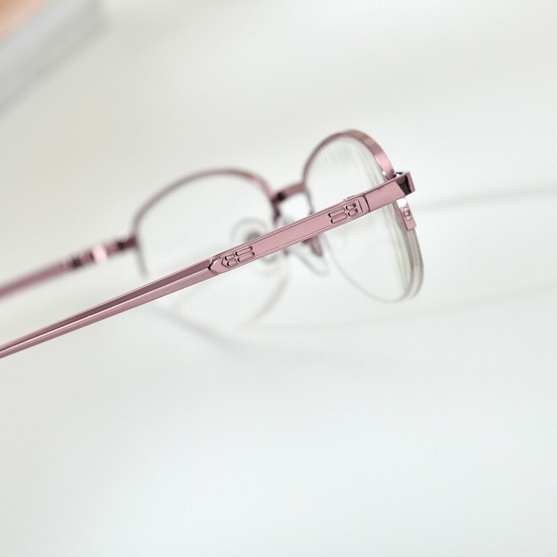Ladies Pink Half Frame Reading Glasses Metal Mother Reading Glasses Resin Ultra Light Reading Reading Glasses