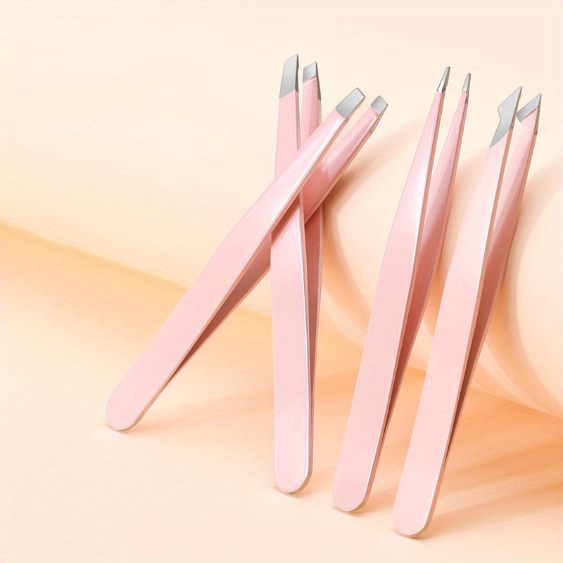 Ensemble de tondeuses à sourcils en acier inoxydable, pinces d'épilation, bouche Oblique et droite, pince de coupe des sourcils, outil de beauté 4 pièces