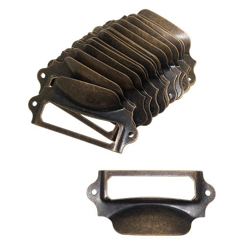 20Pcs Antique Handles Box Label Retro Pull Frame Handle Name Card Holder Knob for Cabinet Drawer Door Furniture Hardware
