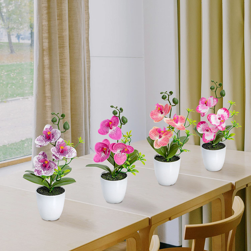Fleur d'orchidée artificielle, fausses plantes d'orchidées, Phalaenopsis bonsaï, en pot pour l'extérieur et l'intérieur, pour le bureau, la maison, la fête de mariage, décoration intérieure