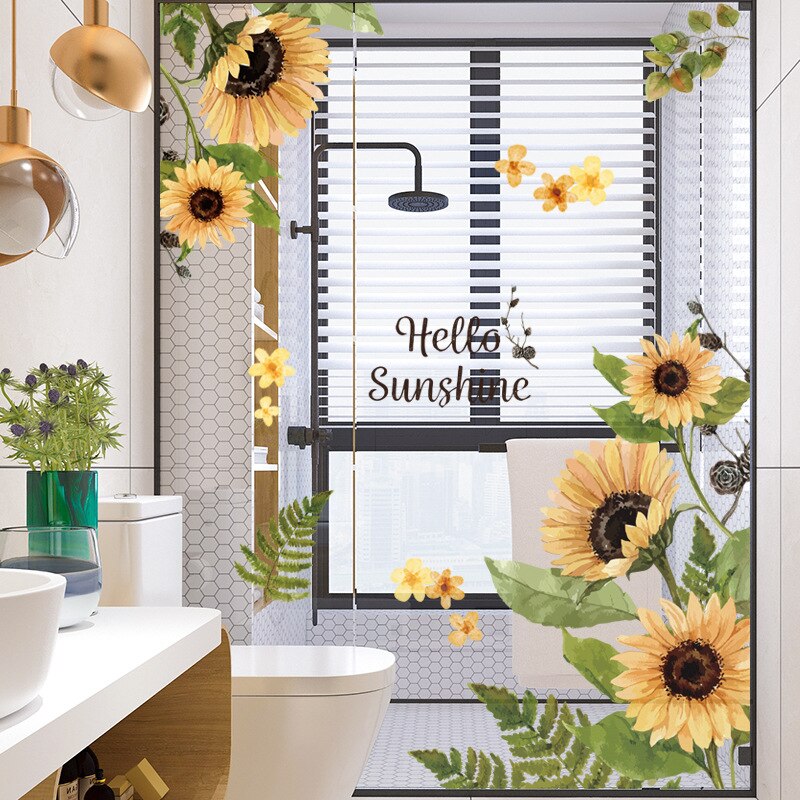 Wall Stickers Flowers for Living Room Home Wall Decorations Sunflower Decals Posters Self-adhesive Vinyl Wallpaper Murals