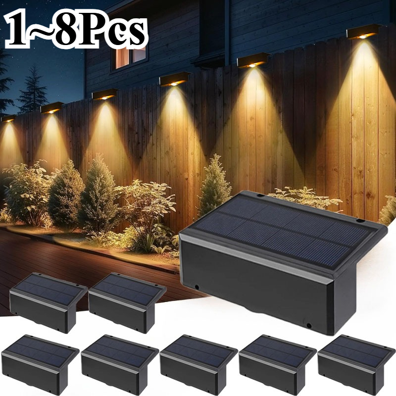 LED-wandlampen op zonne-energie Buiten draadloze lampen op zonne-energie IP65 Waterdicht zonne-heklicht Decoratief voor tuin Balkon Yard