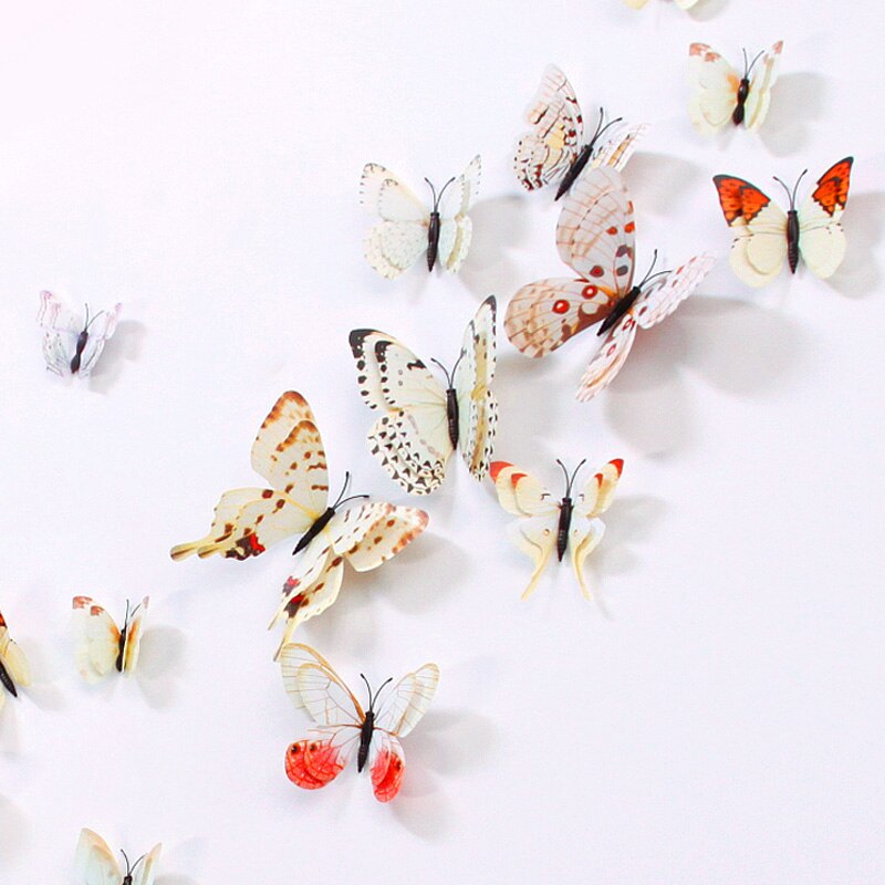 12 stk 3d store dobbeltlags magnet sommerfugl til børneværelser boligindretning vinyl vægkøleskab juledekoration klistermærker