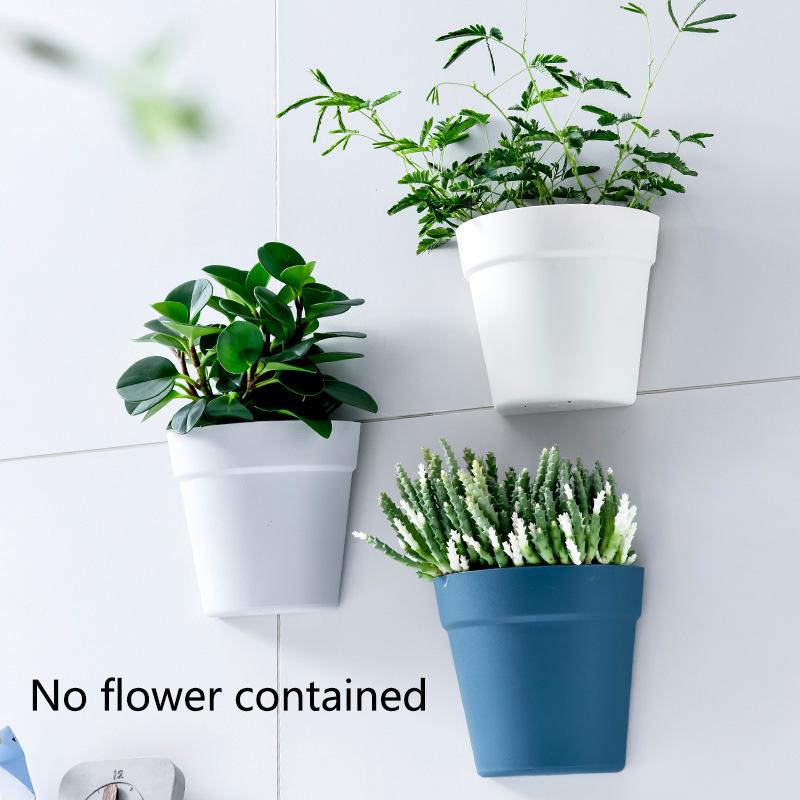 Veggmontert plastpotteplante blomsterpotte vegghengt planter halvsirkelformet liten blomsterpotte veggdekorasjon