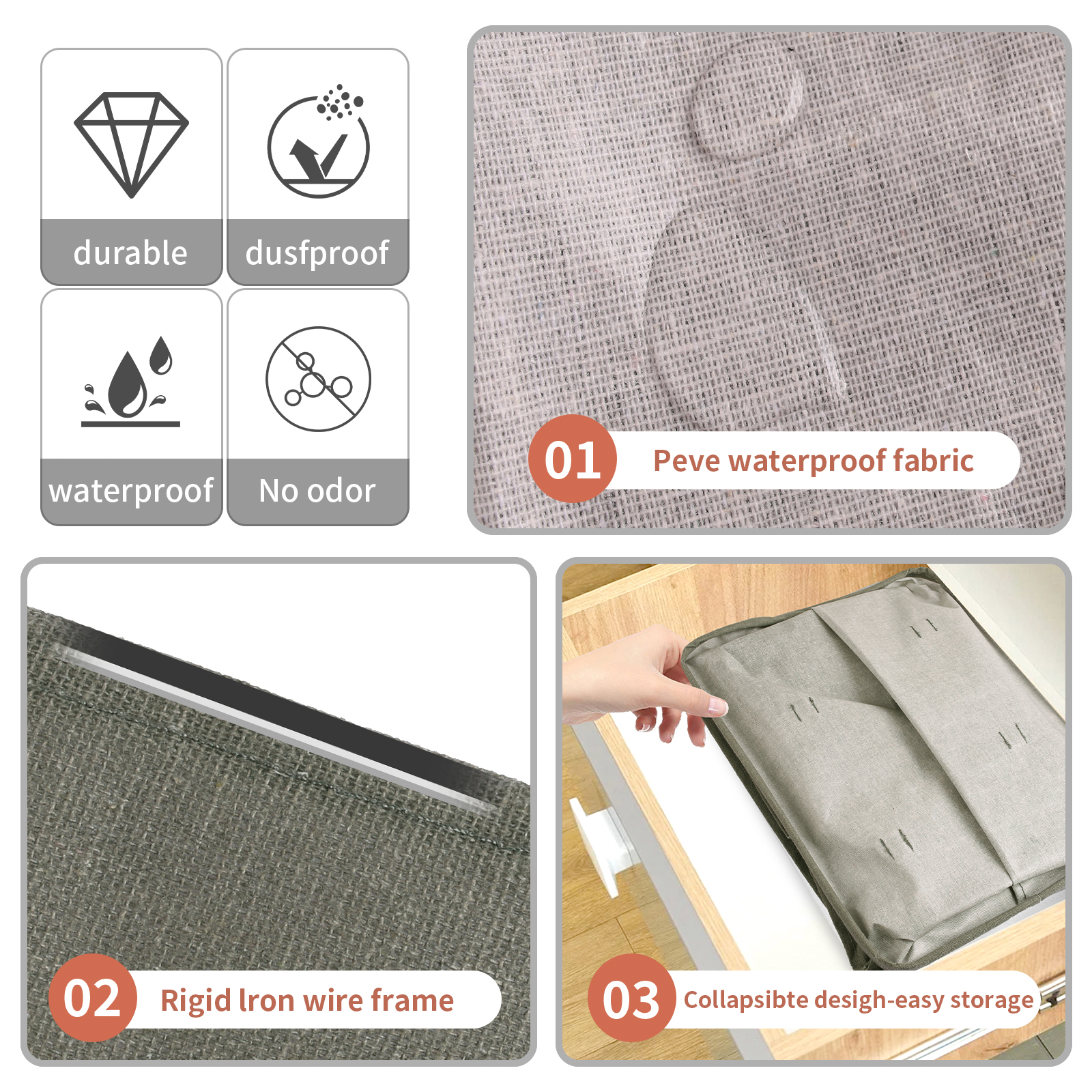 Grote wasmand 75L waterdichte vrijstaande wasmand Opvouwbare hoge wasmand met handvatten voor kledingspeelgoed