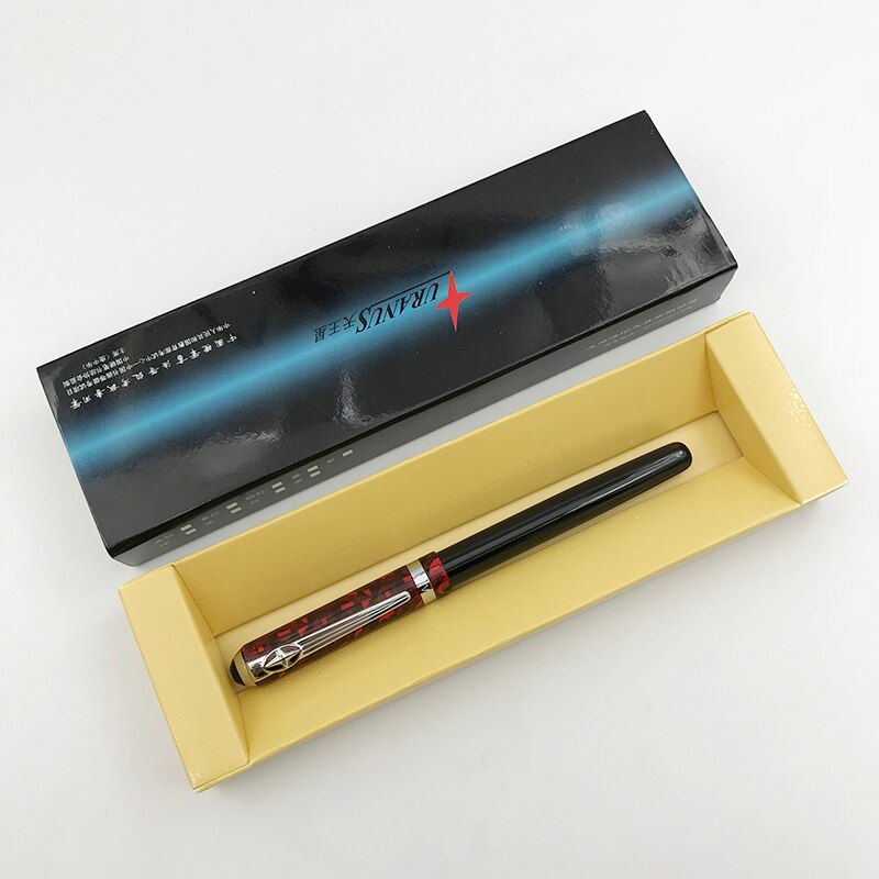 Pluma estilográfica Duke Punta fina de 0,5mm, bolígrafos de de negocios de punto de iridio metálico para hombres y mujeres con estuche de bolígrafo, 1 unidad/lote, suministros de oficina: red black