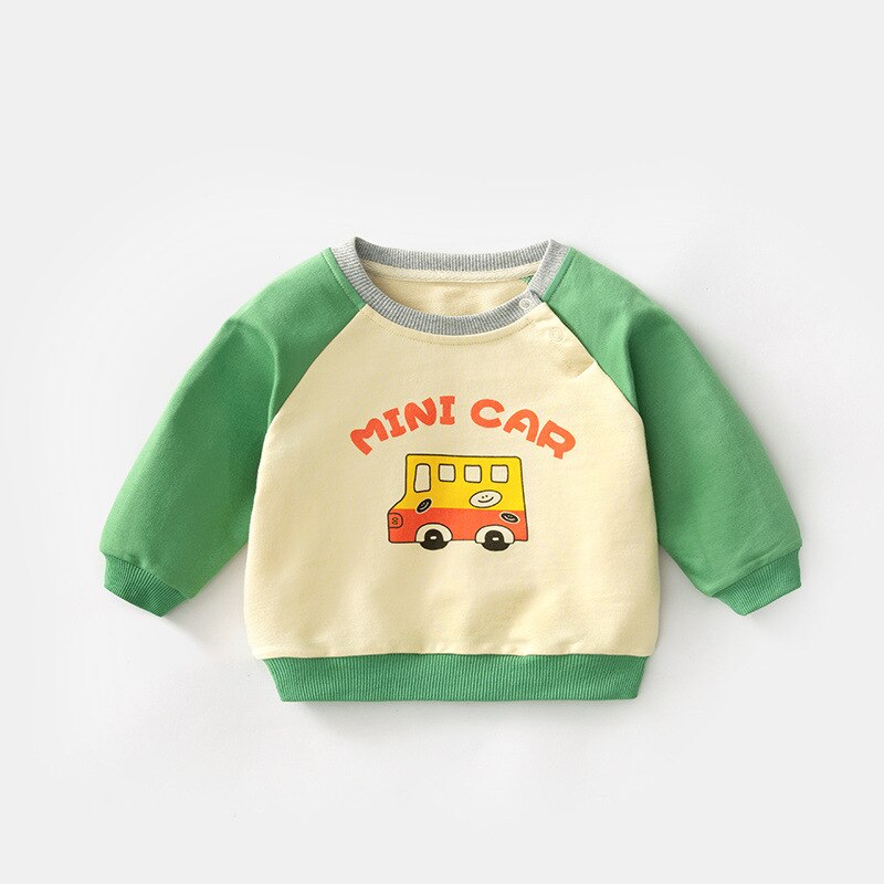 Sweat-Shirt à col rond pour fille et garçon, petite couronne, 0-4 ans, 100% coton, , automne: green / 100CM (2-3Y)