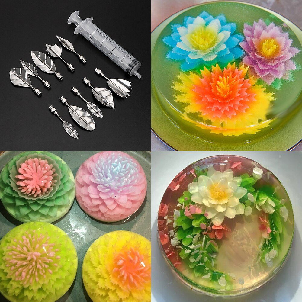 3D Jelly Bloem Cake Jello Gelatine Art Starter Kit Bloemen Bladeren Art Gereedschap Cake Pudding Bakken Nozzles Diy Cake Decorating tool