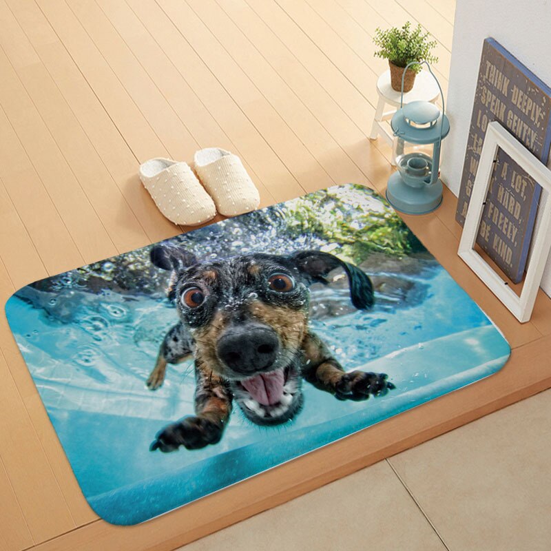 Alfombra con estampado de dibujos animados para exteriores, alfombrilla antideslizante con dibujos de perros y perros, para puerta Delantera de animales, 40x60: 5