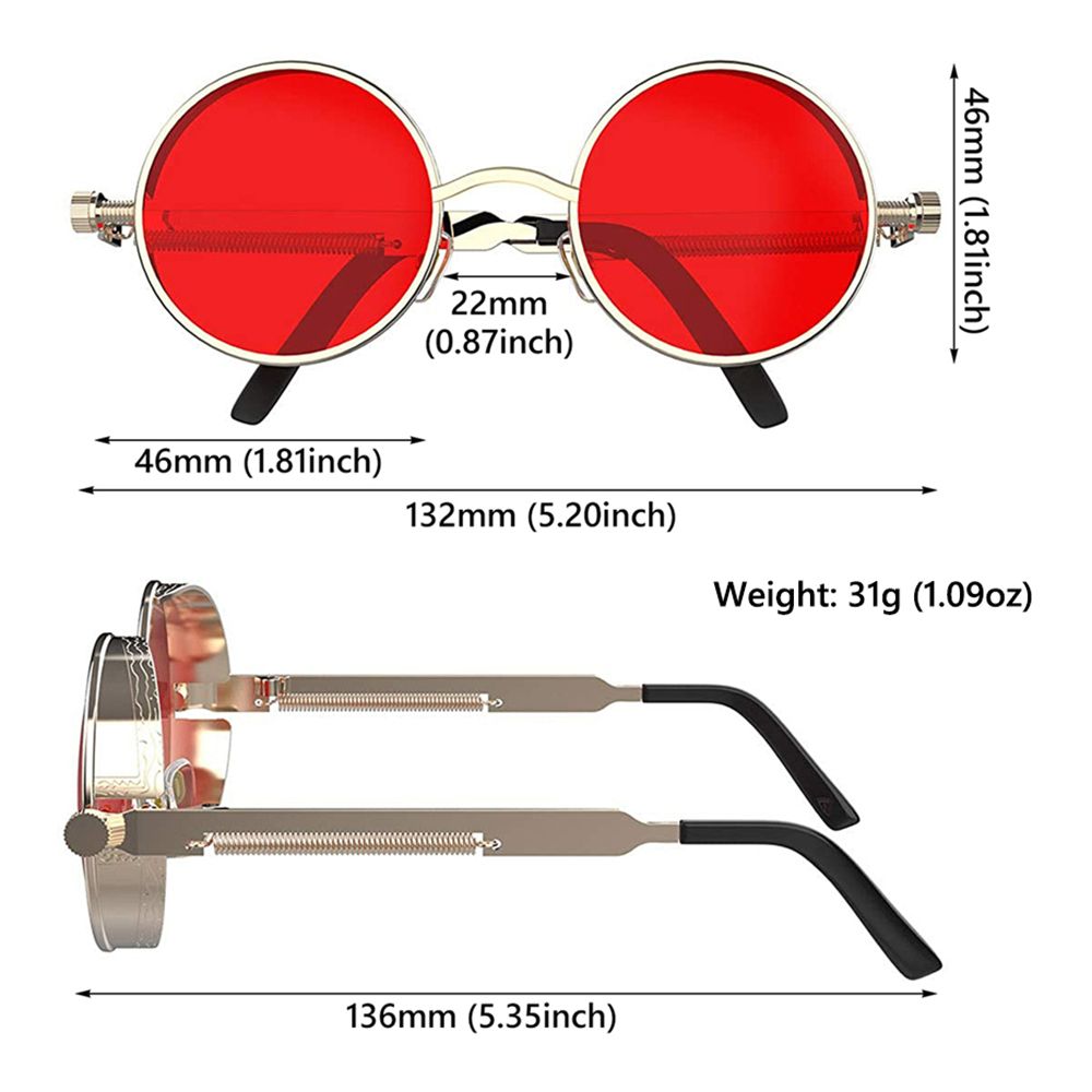 Steampunk Frauen Männer Runde Sonnenbrille Metallrahmen Brillen UV400 Schutz gotisch Jahrgang-Party Zubehör