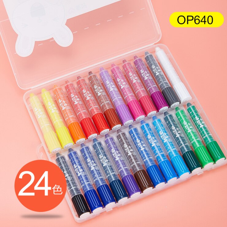 12/18/24/36 Crayons Cartoon children pastel washable rotating colorful stick water-soluble brush color pen kindergarten: 24colors