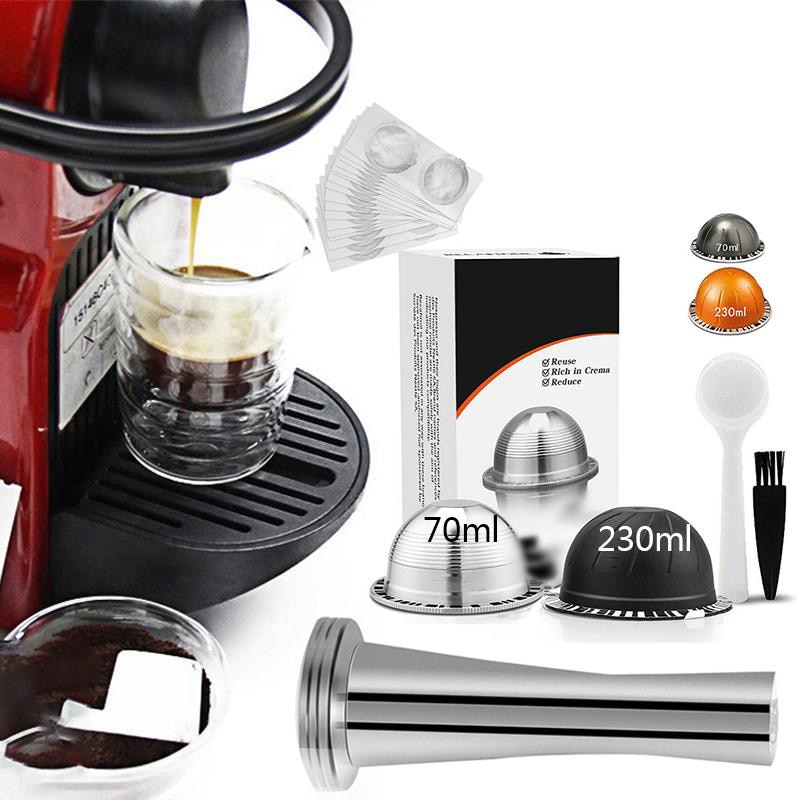 15 stk/sæt genanvendelige kaffekapsler sabotage aluminiumsfolie kit 70/230ml til nespresso vertuo env 135 bae & til krups  xn 9031