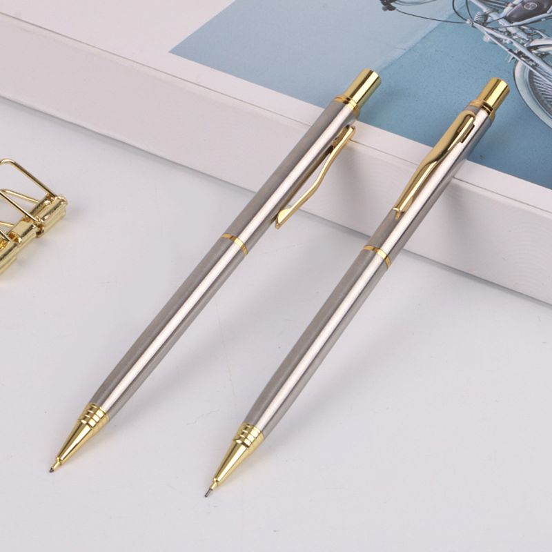 0.5mm Commercial Metal Ballpoint Pen Mechanical Pencil Automatic Pens Writing Drawing School Supplies Stationery