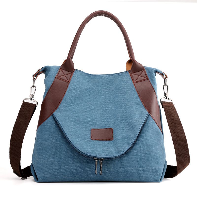 Women Handbags Korean Style Canvas Shoulder Bags Ladies Crossbody Bag For Woman Classic Canvas Hand Bag S2266: Blue