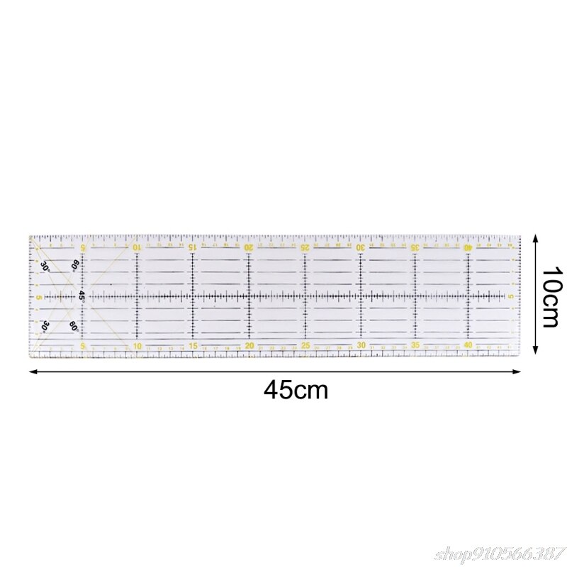 Ferramenta de corte régua para bordar retalhos, 30/45/60cm, espessura transparente, faça você mesmo o21 20: 45CM