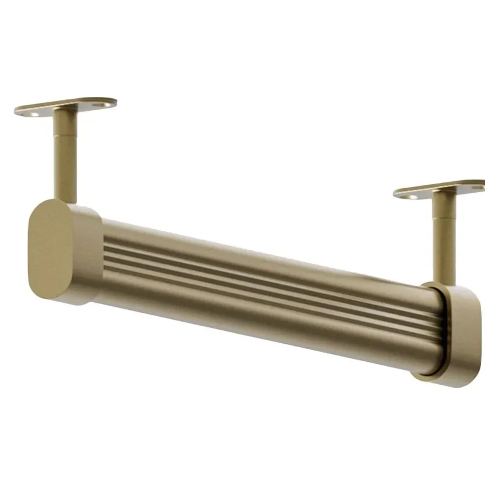 Hanging Rod Closet Pole For Laundry Room, Hanger Wardrobe Accessories Closet Tube Wall Hanging Clothes Rail for Hanging Clothes: S / Gold