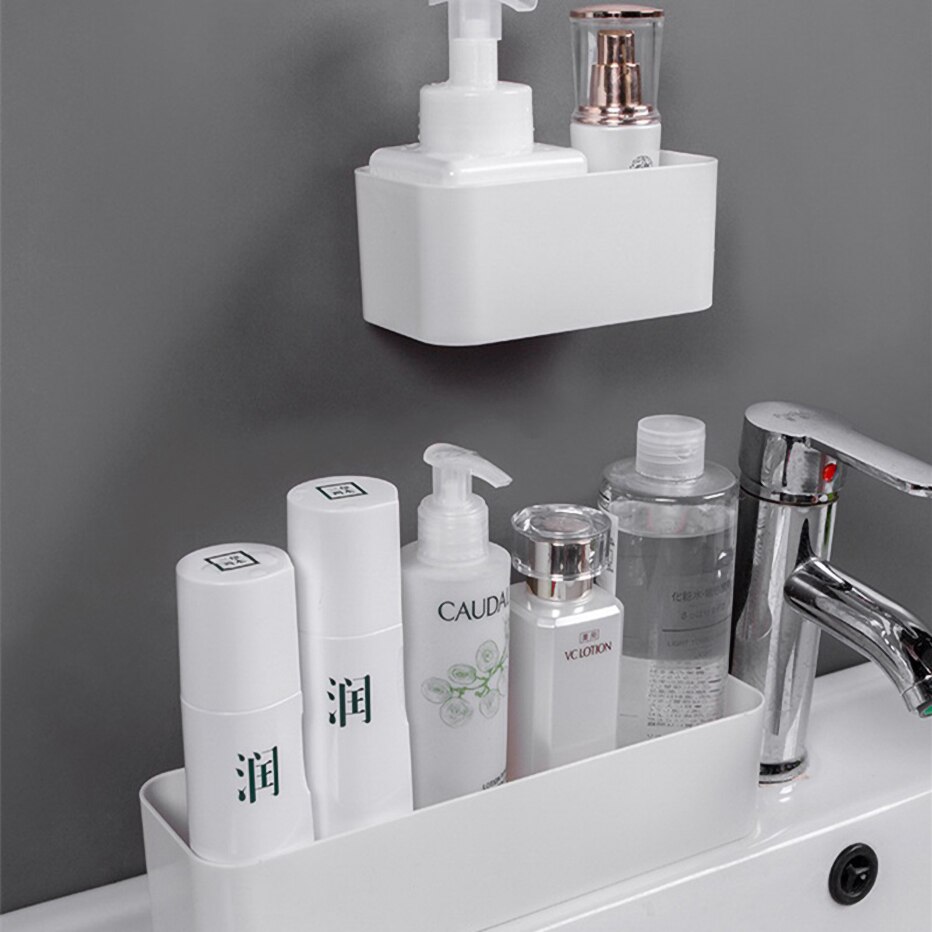 Mounted Wall Storage Box Cosmetic Rack Makeup Bathroom Remote Holder Control Hanger Organizer Storage Decor Bathroom Accessorie