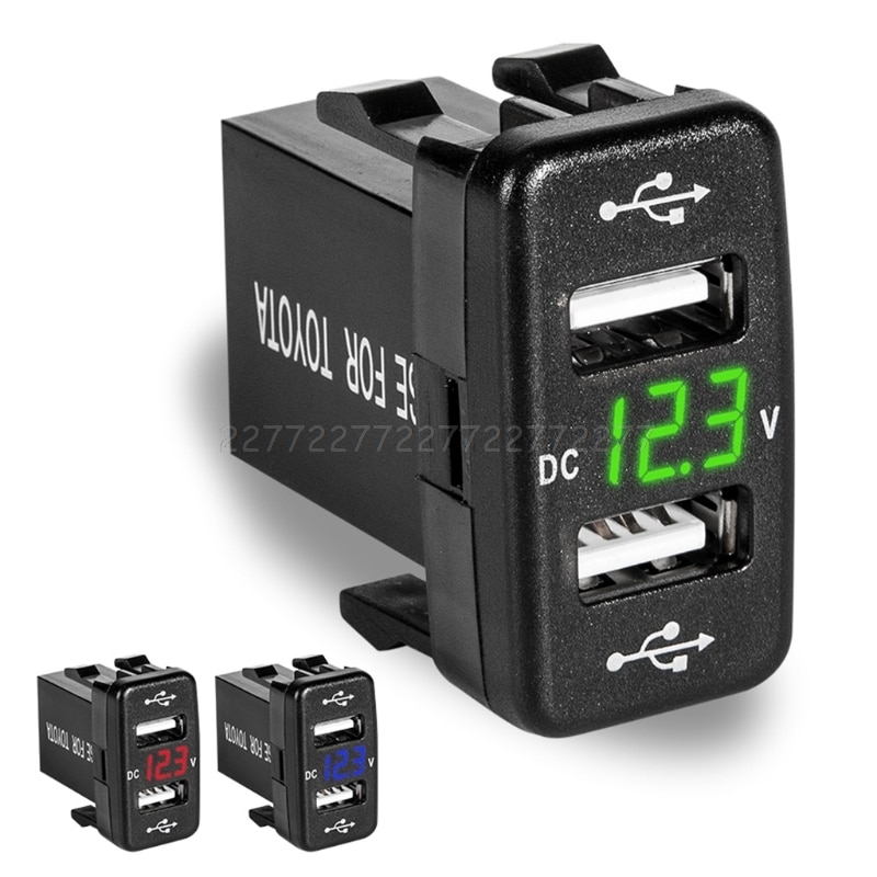 Dc 12 V Usb Socket Charger Voltage Meter Voltmeter Sigarettenaansteker 2 Poort Power Adapter Oplader Interface S18 19