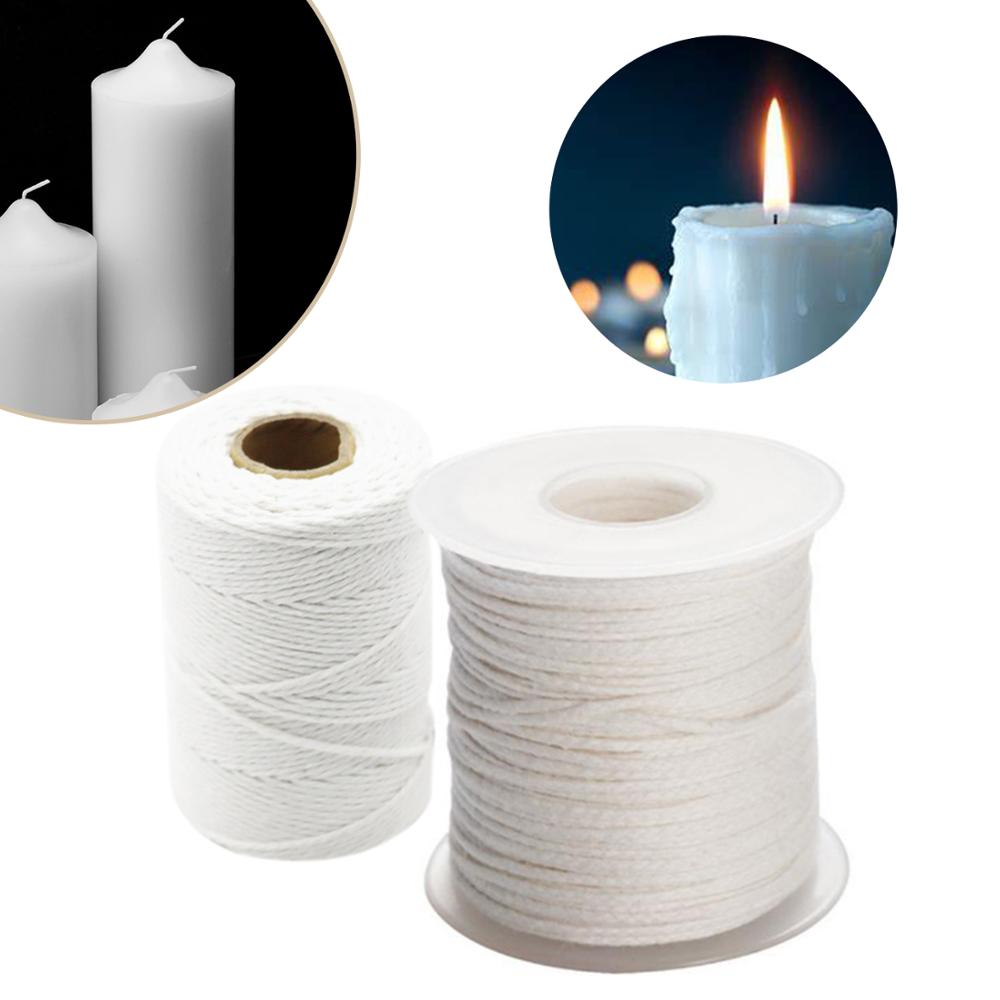 1 carrete de algodón sin encerar, mechas de vela trenzadas cuadradas, núcleo de cera de vela de 61m X 2mm para fabricación de velas, suministros de mechas de vela artesanales