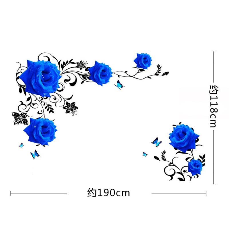 3d blue rose wall stickers home decor removable bedroom large flower wall decals for living room