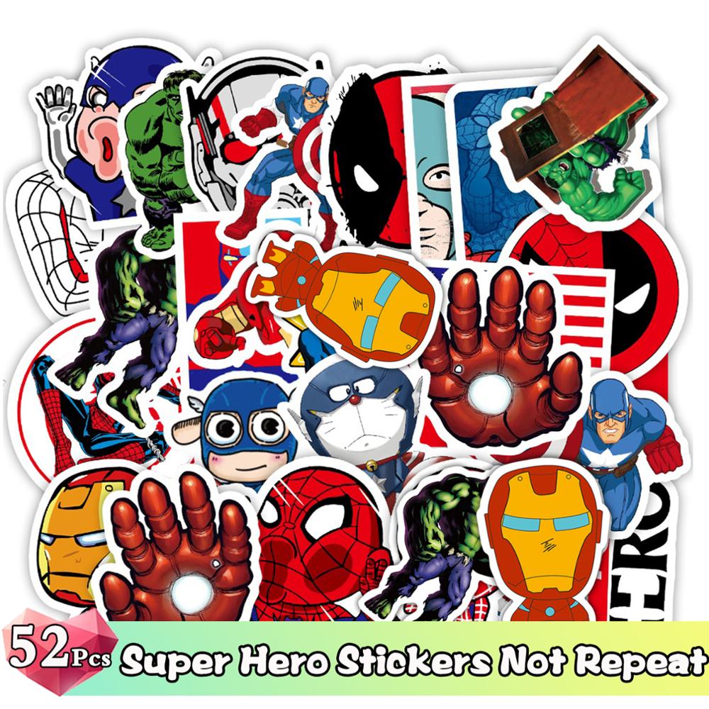 52/50 Pcs/Lot Color Stickers Graffiti Cartoon Animal Super Hero Sticker for Water Bottle Luggage Notebook Skateboard Kids Toy